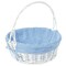 Wickerwise White Round Willow Gift Basket with Blue and White Gingham Liner and Handles